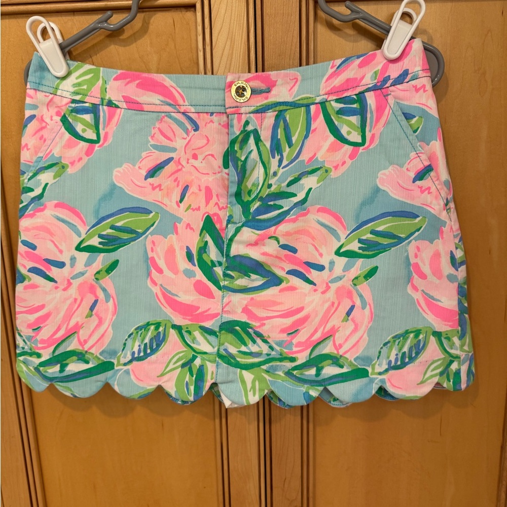 Lilly Pulitzer Floral Mini Skirt with Scalloped Hem